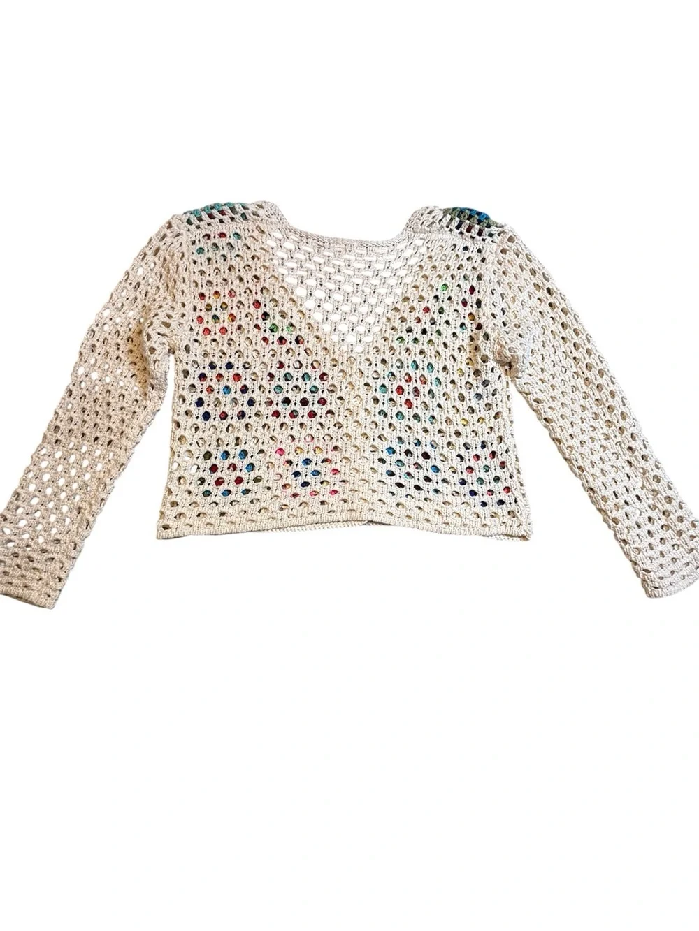 DEBUT Crochet Granny Square Cardigan Sweater Boho Cottagecore Patchwork Medium